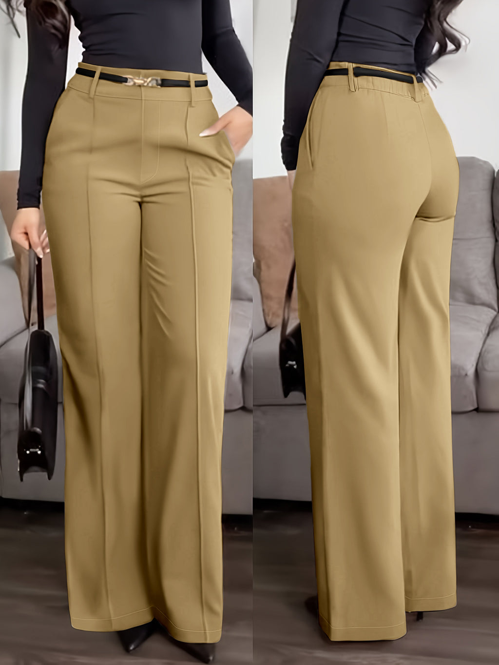 Pantalons à fermeture éclair de couleur solide avec poches