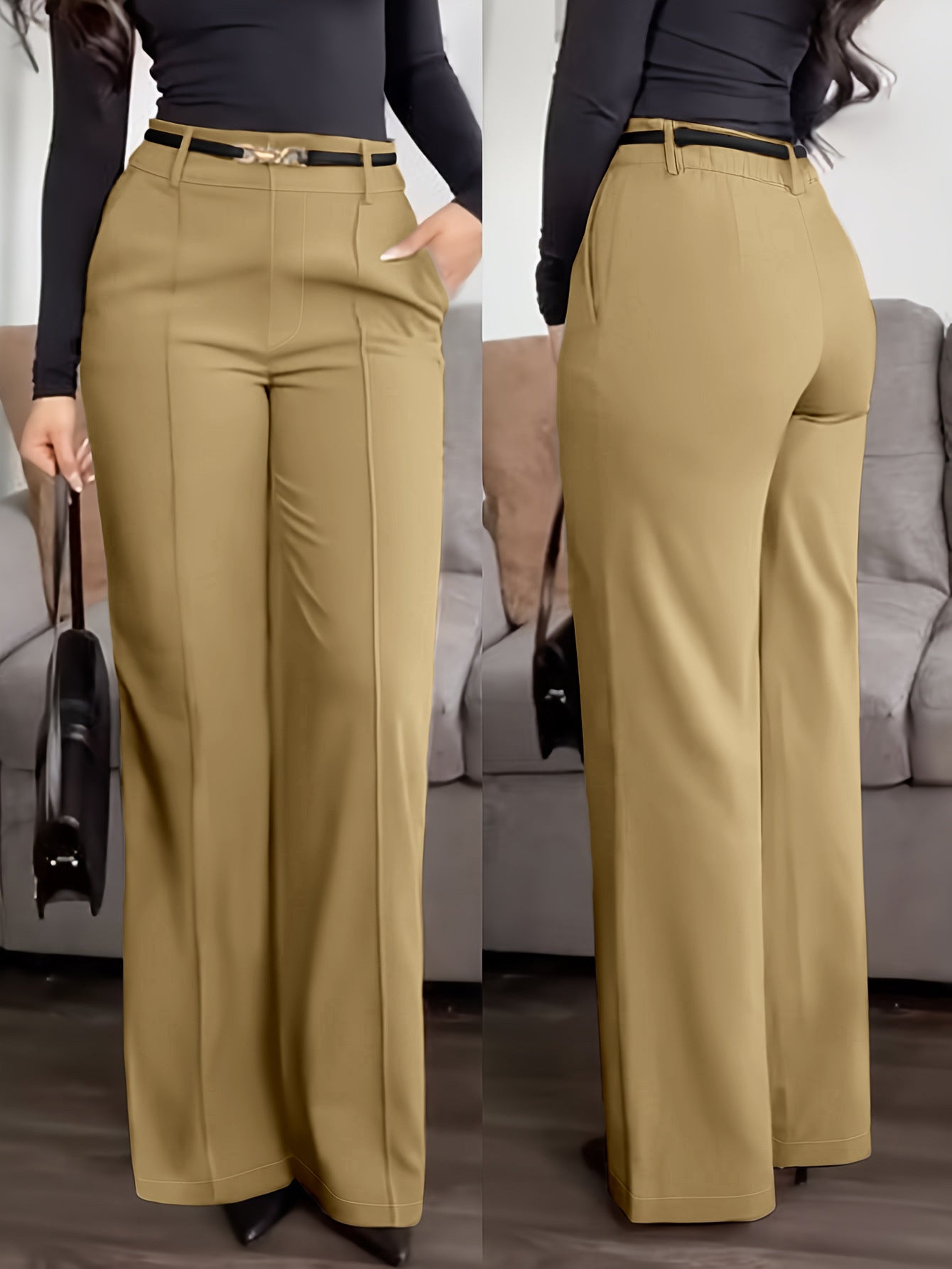 Pantalons à fermeture éclair de couleur solide avec poches