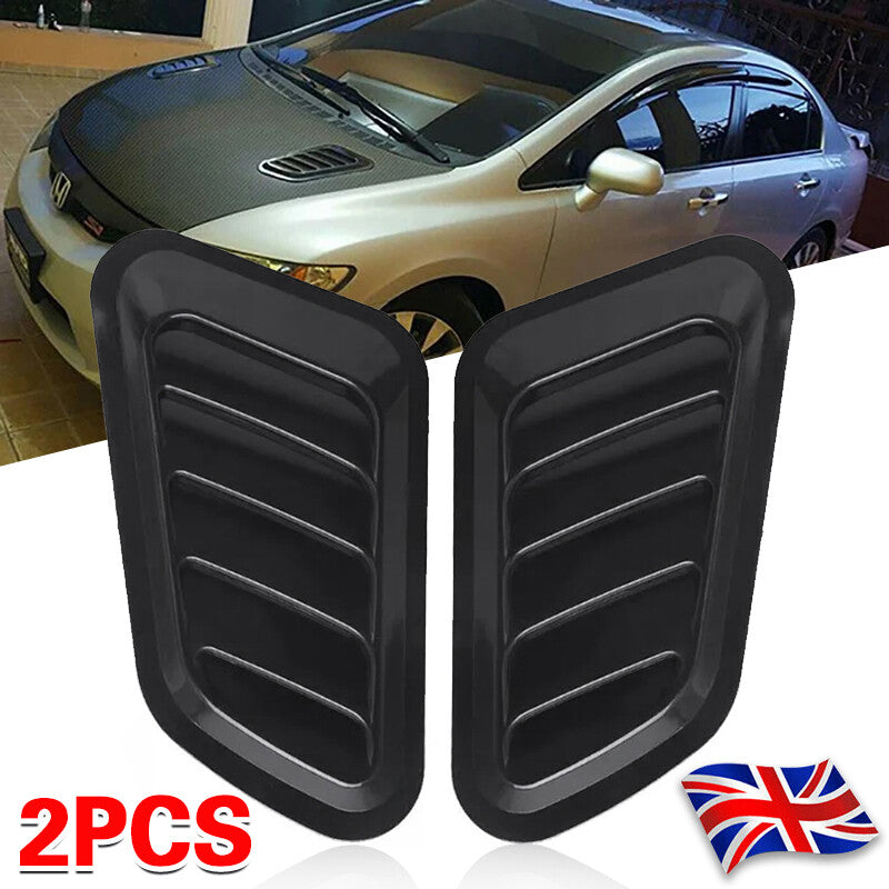 Bloss Black Car Bonnet Hood Air Flow Intake Scoop Vent Decor couvre Universal 2X