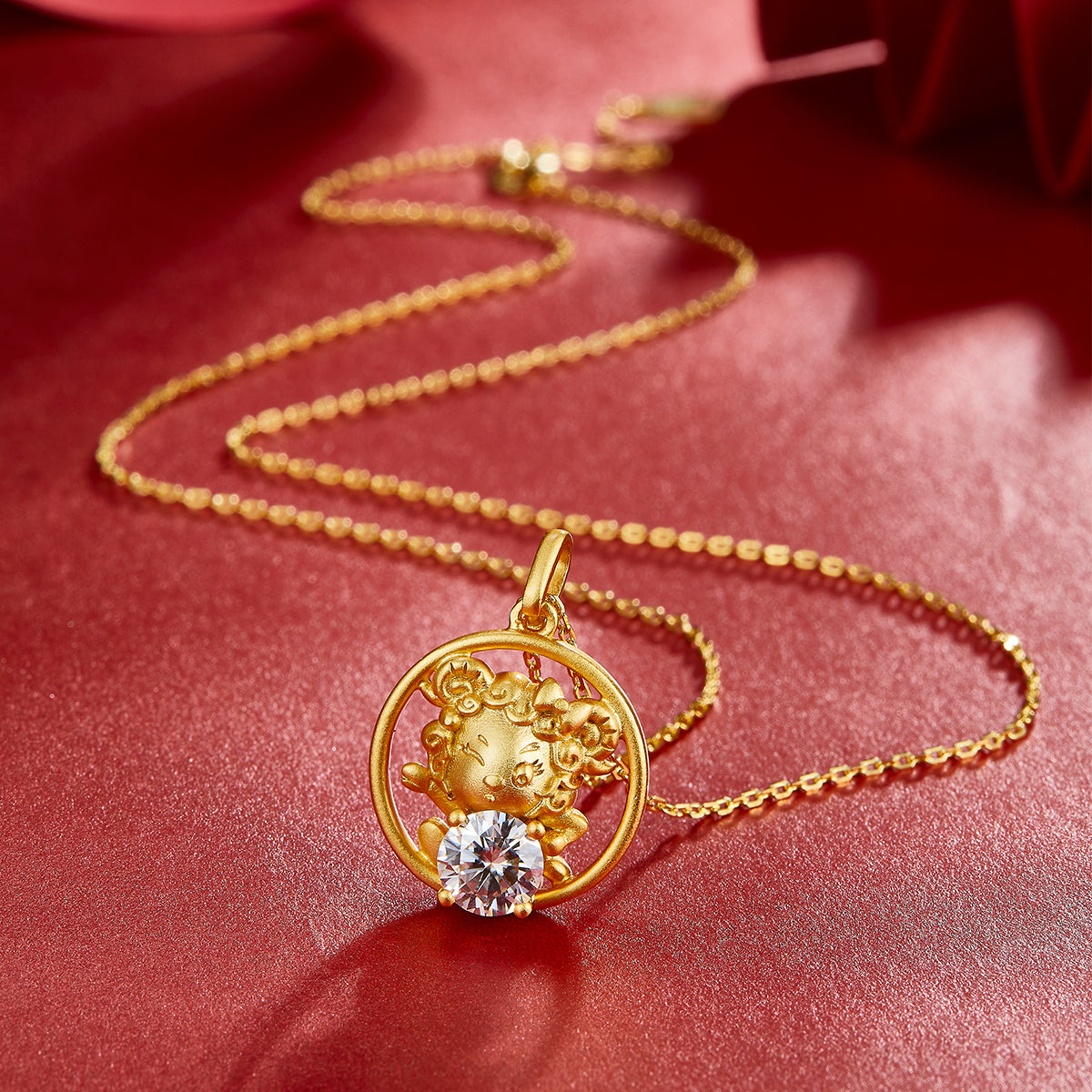 S925 Argent Sterling plaqué or 1ct D Couleur VVS1 Moissanite Chinese Zodiac Collier de chèvre