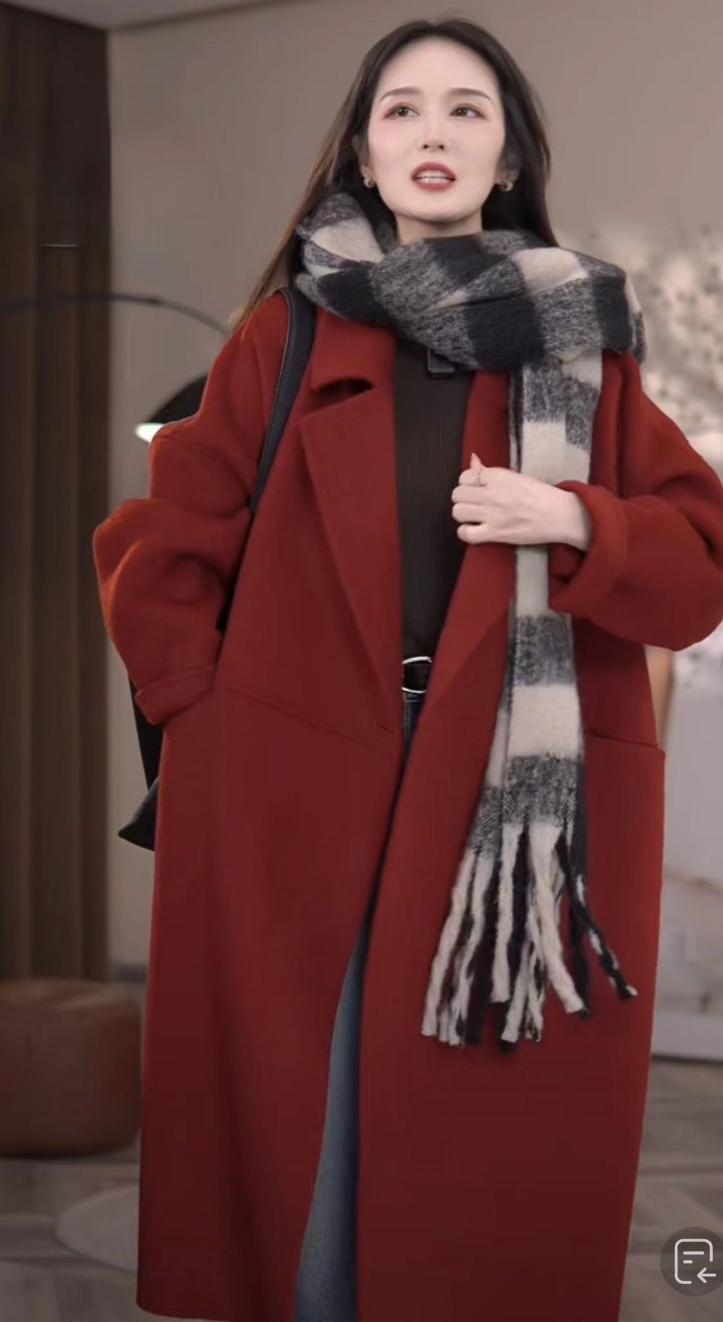Manteau de laine de style coréen avec boutons Horn
