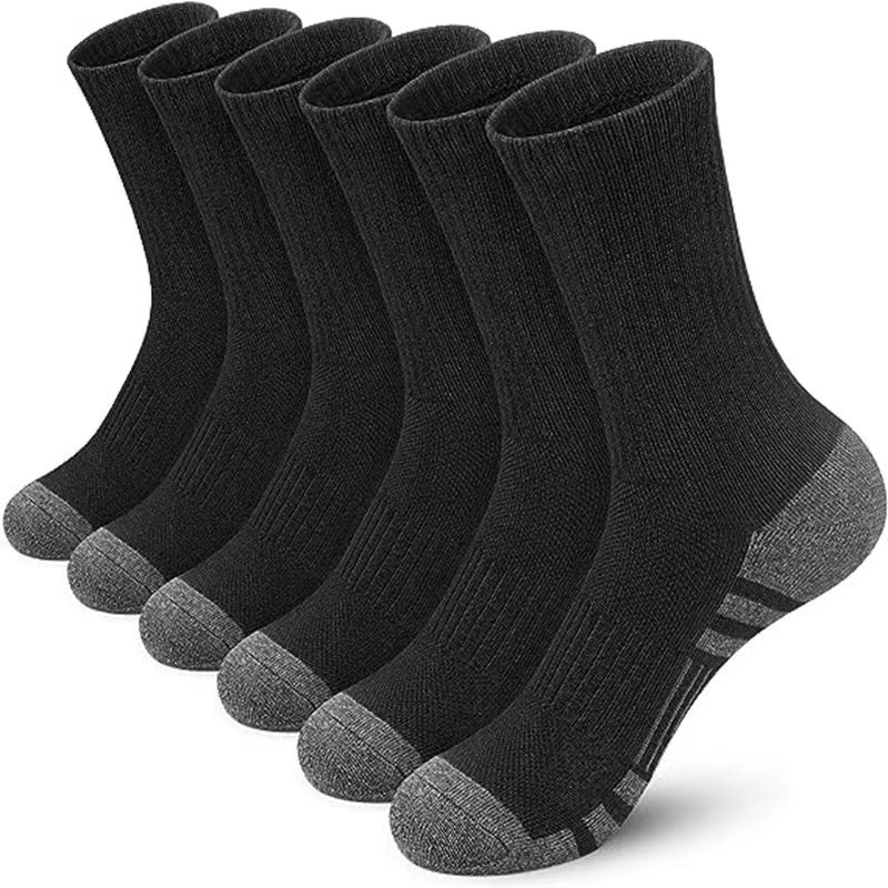 Chaussette de longueur mi-calf pour homme Couleur solide Chouette respirante Absorbant Déodorant