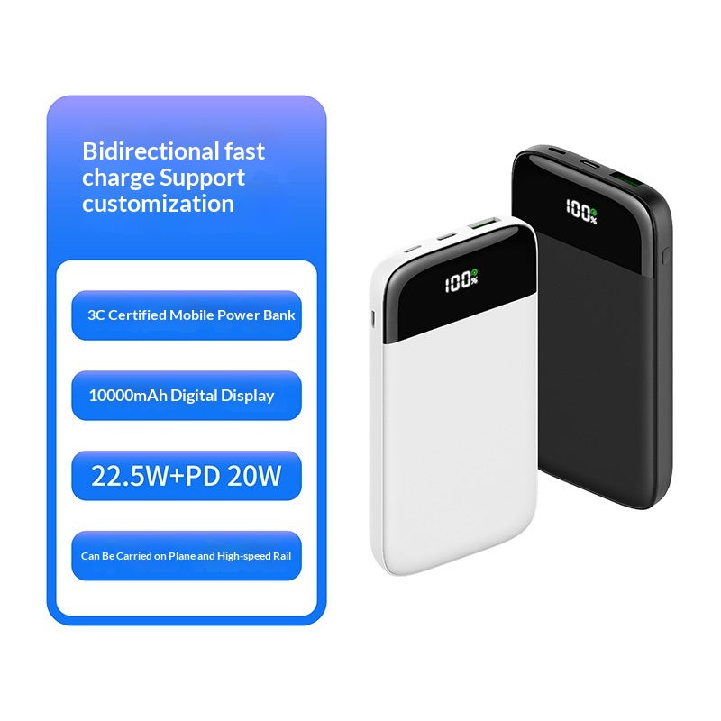 Ultra-thi Portable 10000 Mah Power Bank avec affichage numérique Et le Chargi rapide bidirectionnel