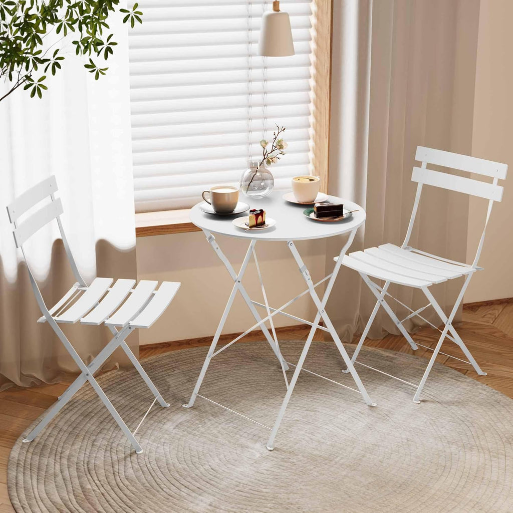 Intérieur Extérieur 3-Piece pliable Bistro Set pliant de meubles de patio extérieur 2 chaises A