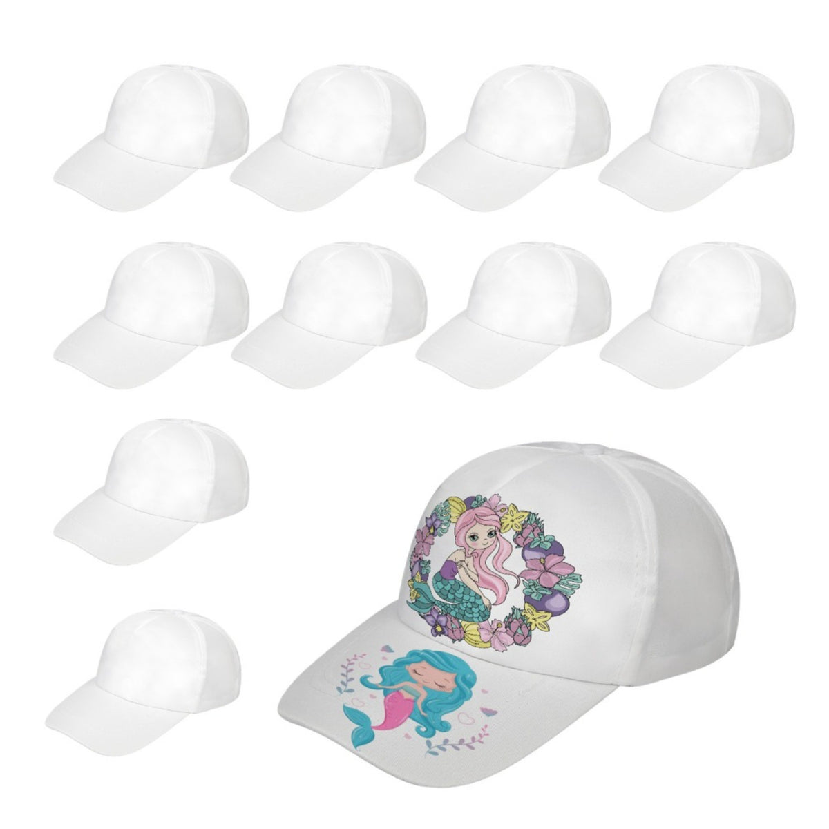 Fantastic Hat Set pour la peinture avec des motifs sirènes – comprend 10 chapeaux magiques blanc pur + Exc
