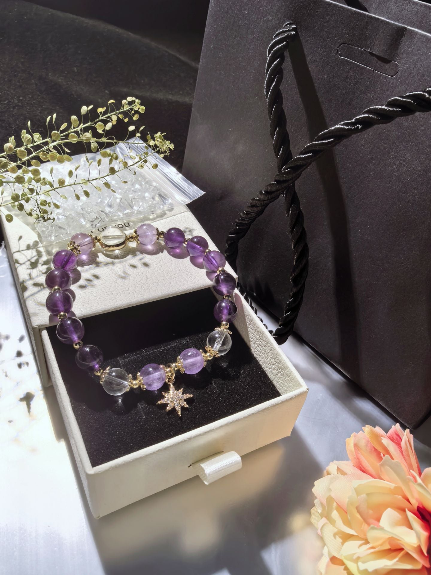 Natural Améthyst Student Office Worker Améthyst Bracelet en cristal Bracelet Femme Haute Sens