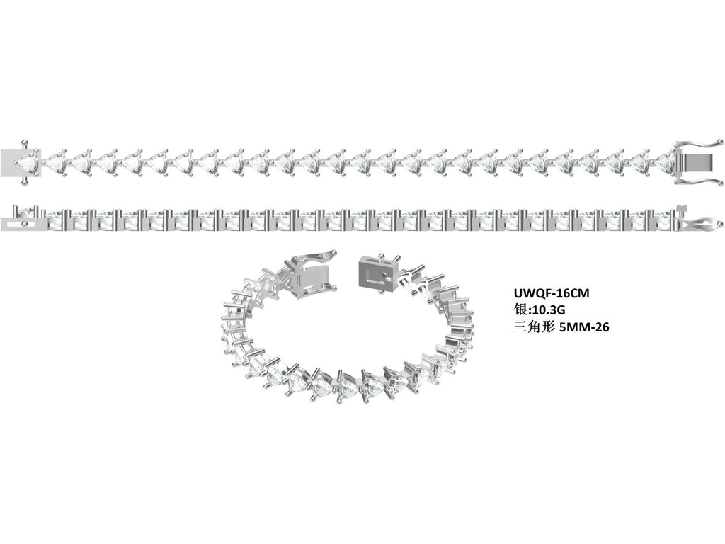 S925 Argent Sterling 5x5mm Trillion Coupe Moissanite Bracelet de tennis D Couleur VVS1 16-18-20cm