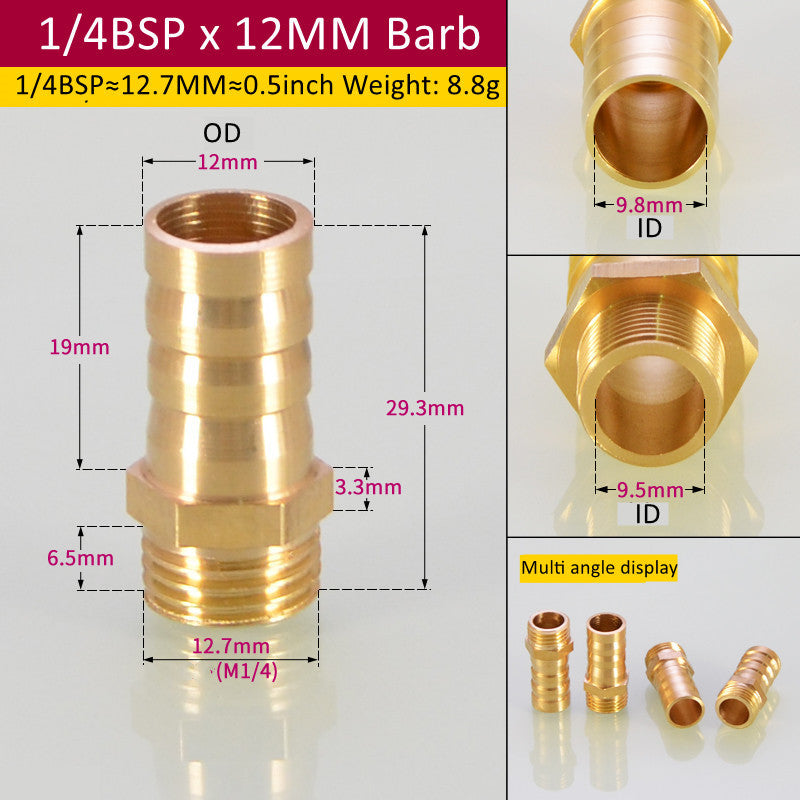 Tuyau de raccord de tuyau en laiton Barb Tail BSP mâle Pagoda gaz connecteur joint en cuivre