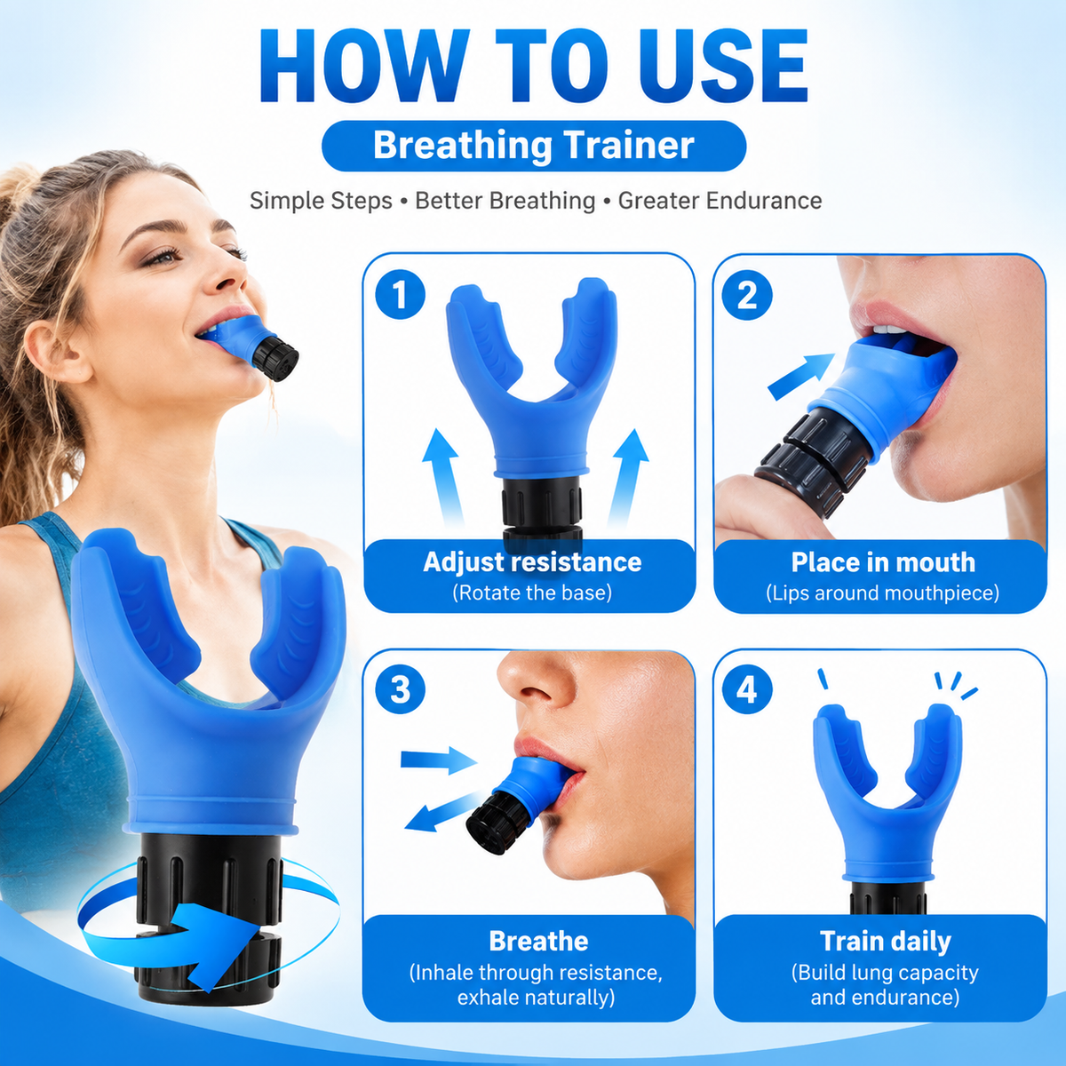 Lung Flexer Portable Lightweight Breathing Exercise pour les athlètes-Professional Respiration