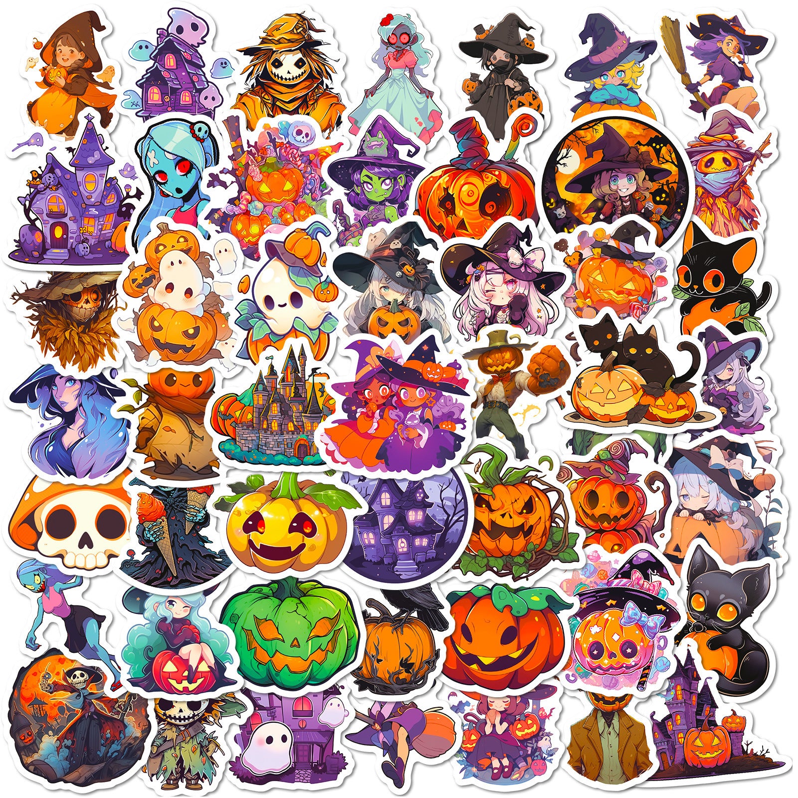 300 Stickers Ghost Graffiti Stickers Soupir de citrouille de dessin animé Halloween Décoration Sticke