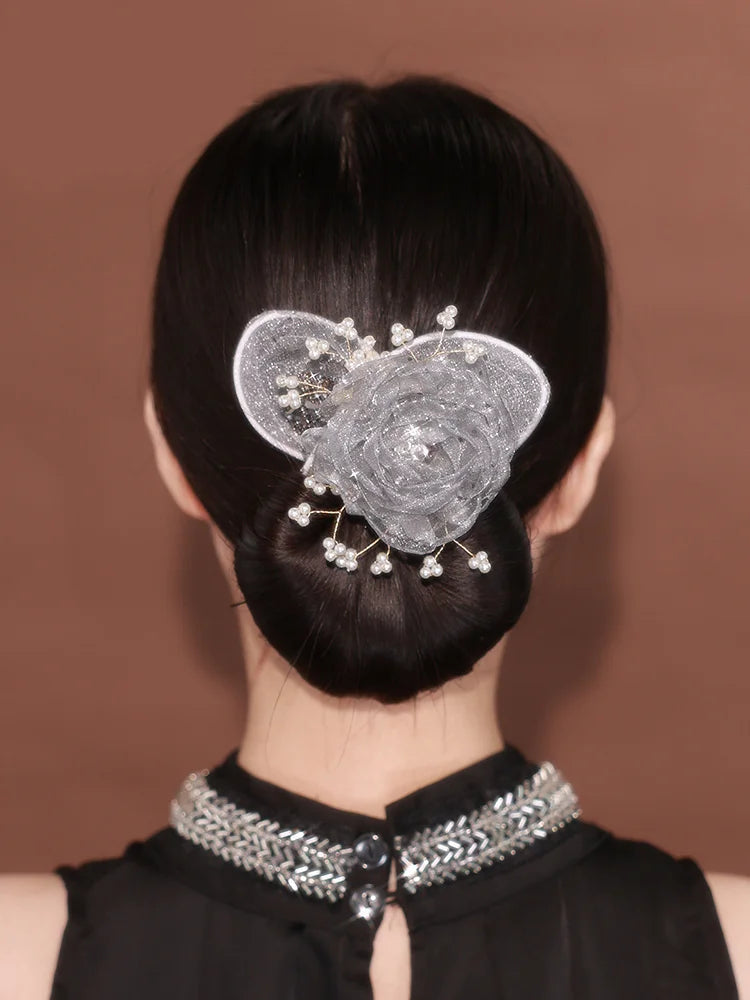 Starry Sky Flower Style Updo Topknot cheveux Clip noir Exquise coiffure