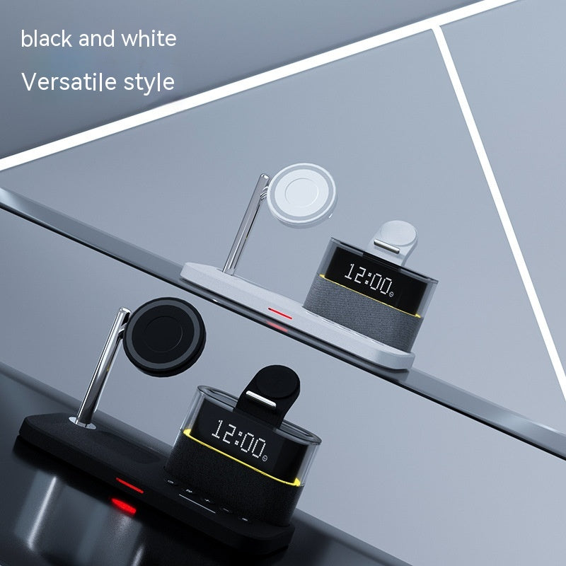 Chargeur magnétique de petite lampe de nuit sans fil avec réveil Trois en un