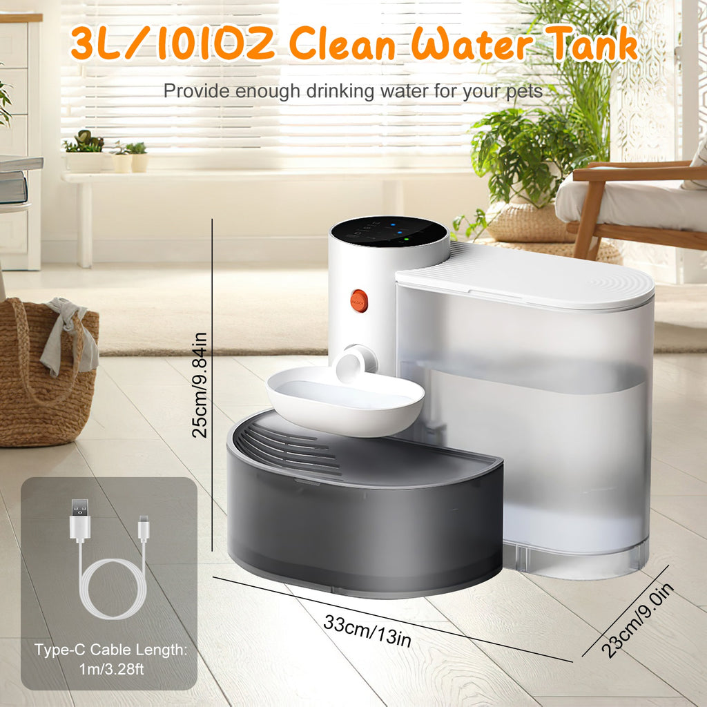 1Pc Smart Pet Fontaine d'eau Distributeur automatique d'eau de chat 3L sans fil Rechargeable Dog Wa