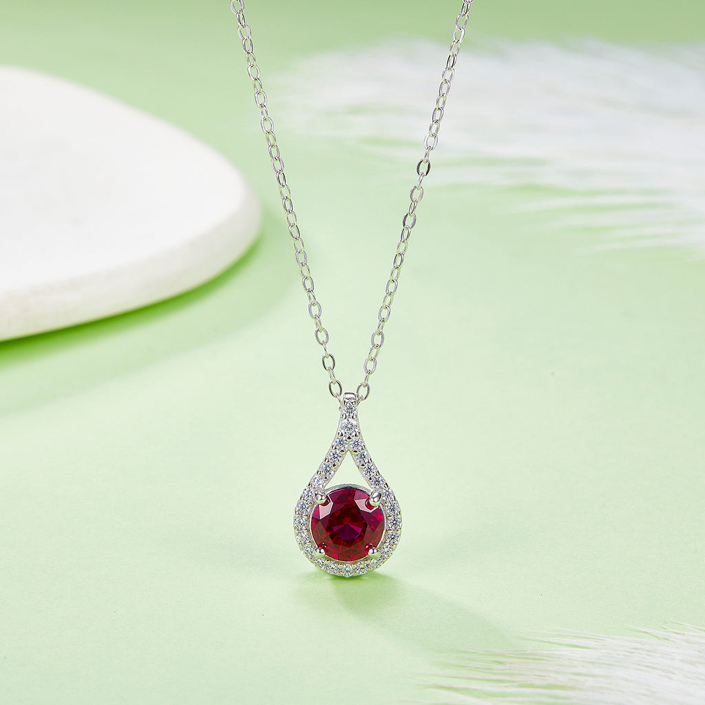 S925 Collier en argent sterling Teardrop Halo