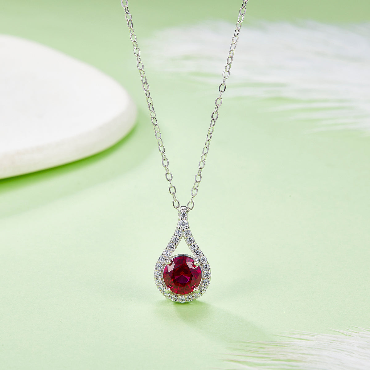 S925 Collier en argent sterling Teardrop Halo