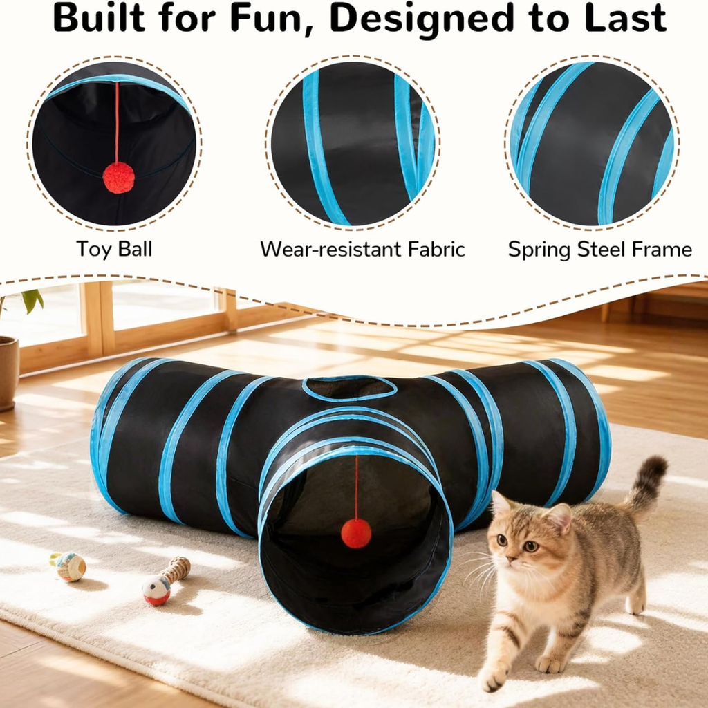 Jouets de tube de tunnel de chat animal de compagnie 3 voies collapsible