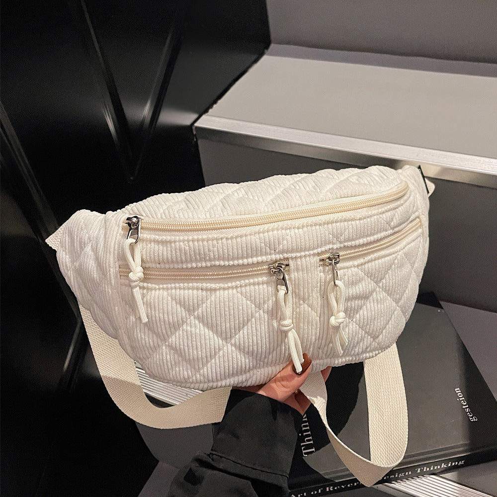 Sac de poitrine en coton massif de couleur basse Niche-design Épaule et corps croisé polyvalent et facile T