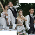 Dentelle V-col d'été couple Photo Shoot Voyage robe de mariage