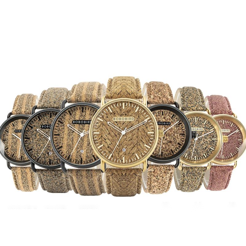 Cork Grain Couple montre mode Casual Wood Grain montre