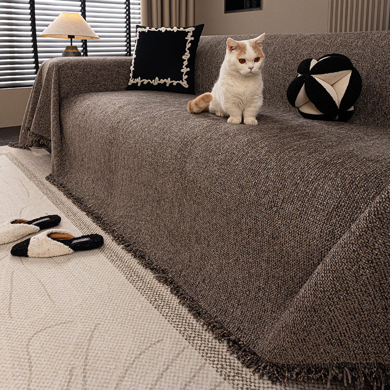 Solid-color Chenille Toute la saison Skin-friendly Cat-proof Wear-résistant Canapé Couverture lancer