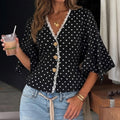 T-shirt Vintage Chic Légèrement Mature Wave-pattern de style français