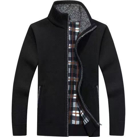 Chandail à fermeture éclair d'automne et de cardigan d'hiver pour hommes Épaisseur de collier en polaire