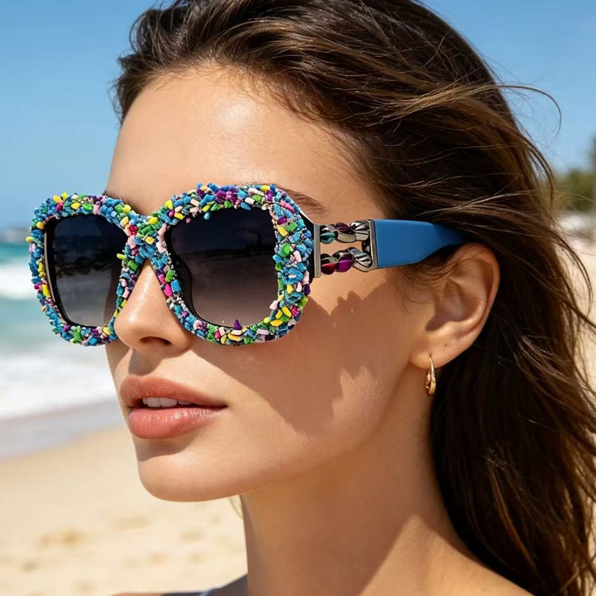 Lunettes de soleil à cadre carré Rasoirs polyvalents pour les vacances sur la plage