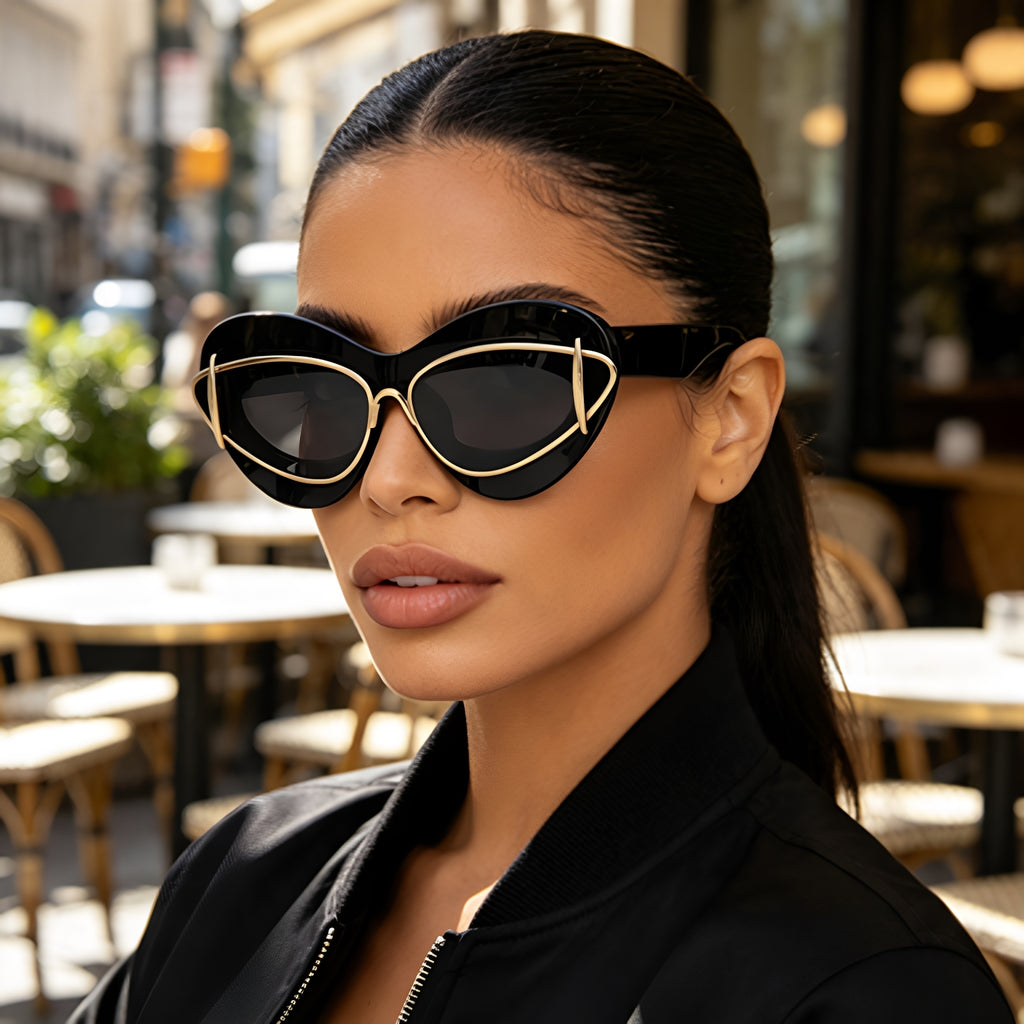 Lunettes de soleil Cat-Eye de mode européenne et américaine pour femmes conduite Internet Célébrité Même