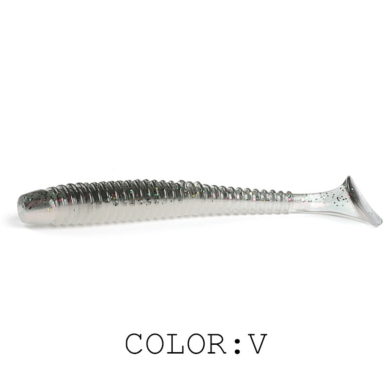 Luya Soft Fish Bait Thread T Tail Double Couleur avec sel