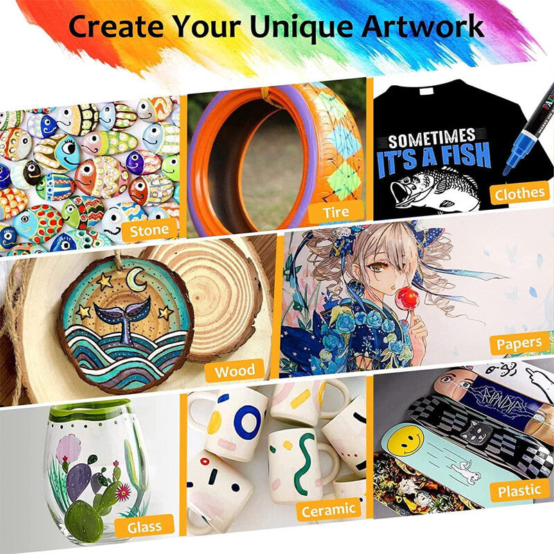 22 Couleurs Premium stylos de marquage acrylique 0.7 MM Extra Fine Tip Rock Painting