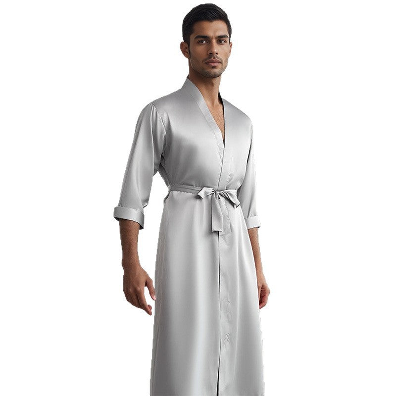Hommes Pajama Robe et Shorts Set Couleur Solide pour usage domestique