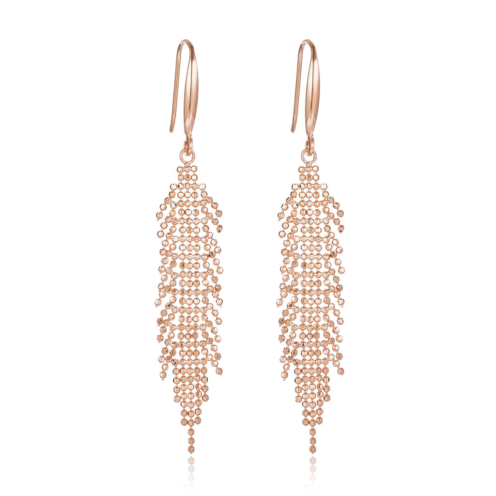 S925 Boucles d'oreilles en équerre en argent Sterling 59,8mm Long 2g Perle de maille légère coulant D