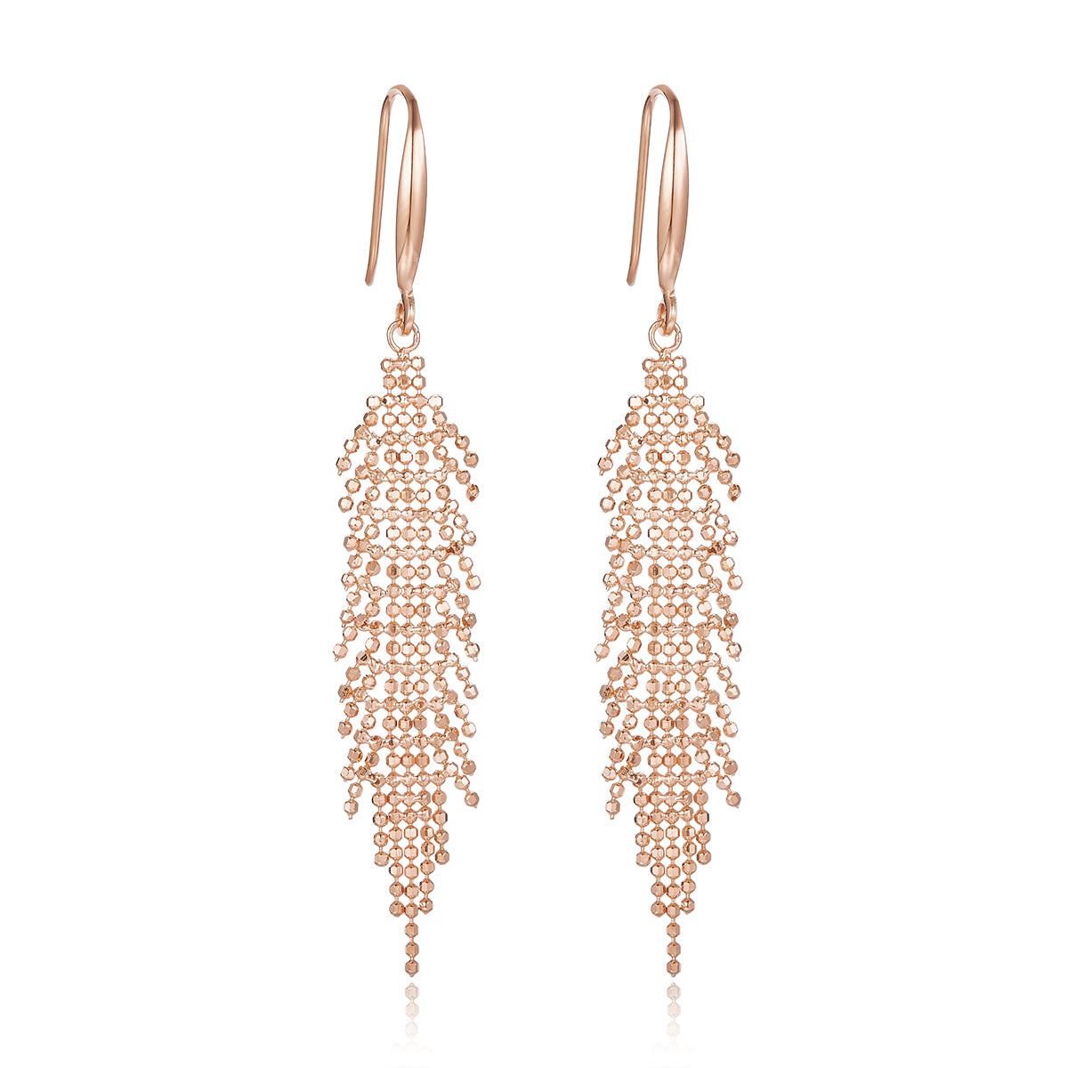 S925 Boucles d'oreilles en équerre en argent Sterling 59,8mm Long 2g Perle de maille légère coulant D