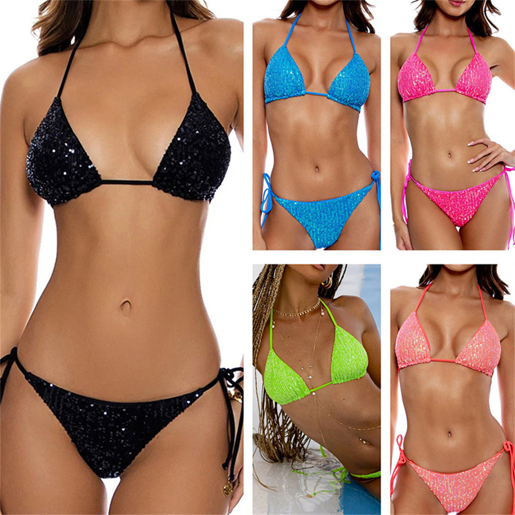 Briefs bikini pour femmes à paille brillant