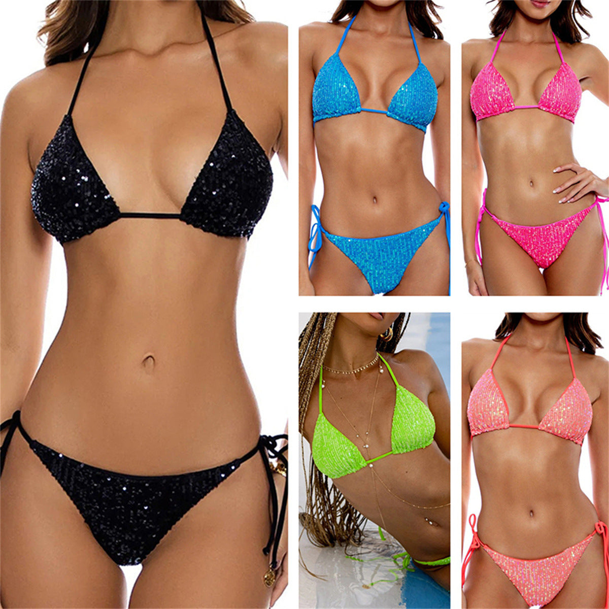 Briefs bikini pour femmes à paille brillant