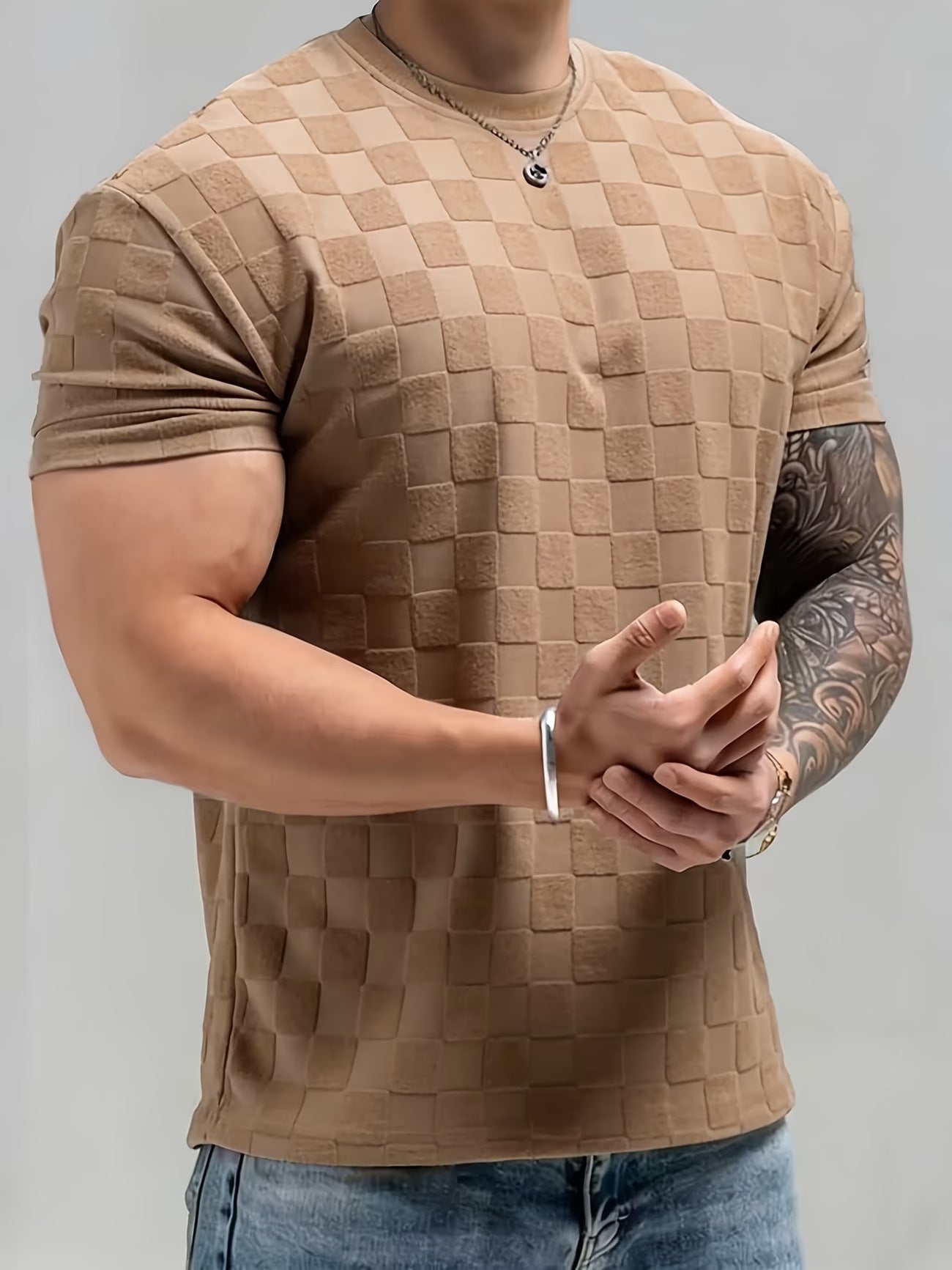 Chemise à manches courtes Jacquard pour hommes