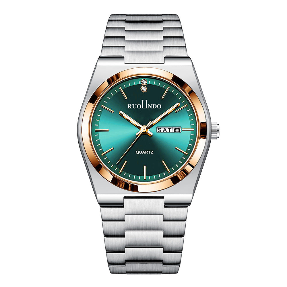 Double calendrier Avancé en acier inoxydable Lumineux hommes montre