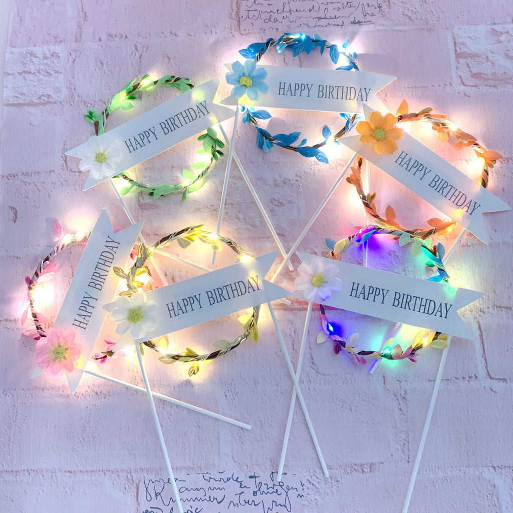 Cake d'anniversaire créatif ronde Garland Inserts de lumière