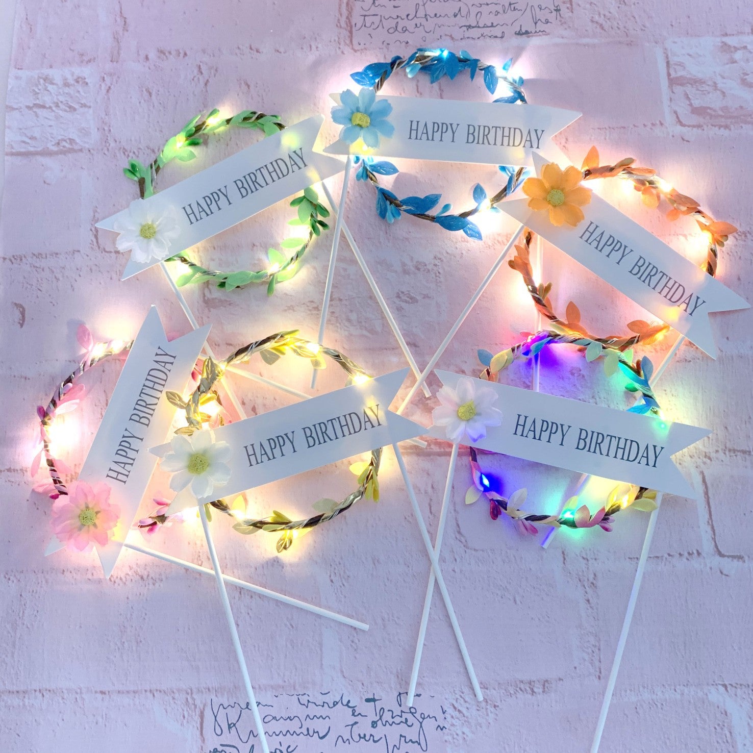 Cake d'anniversaire créatif ronde Garland Inserts de lumière