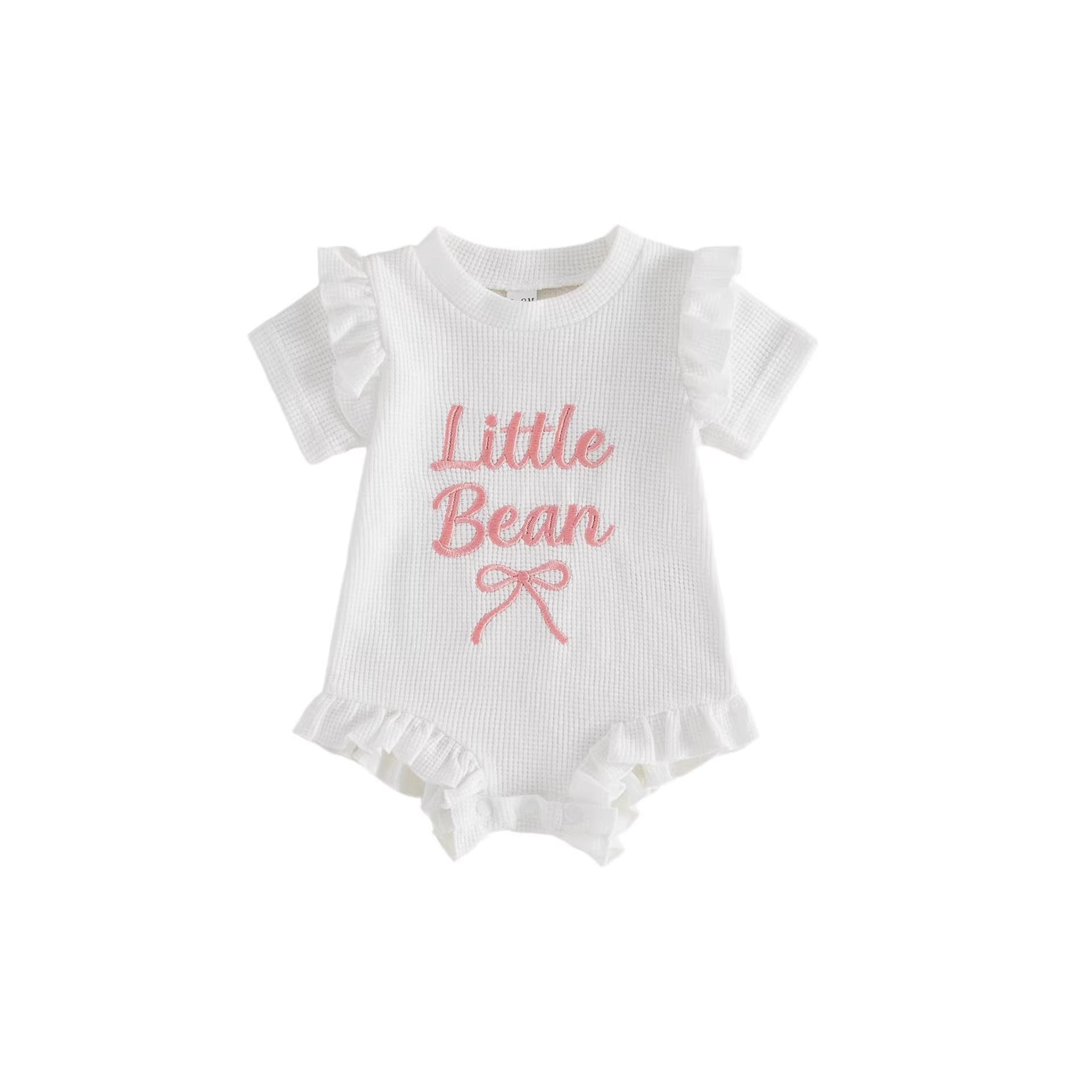 Letter-print pour filles Waffle-knit Romper