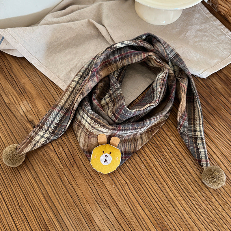 Style coréen coton-linen Plaid enfants écharpe polyvalent et facile à assortir