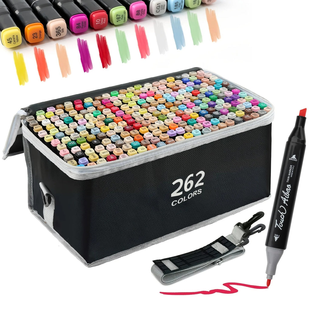 262 Couleur double-tip Marqueur Set Quick-Dry Marqueurs de croquis pour la peinture de dessin professionnel
