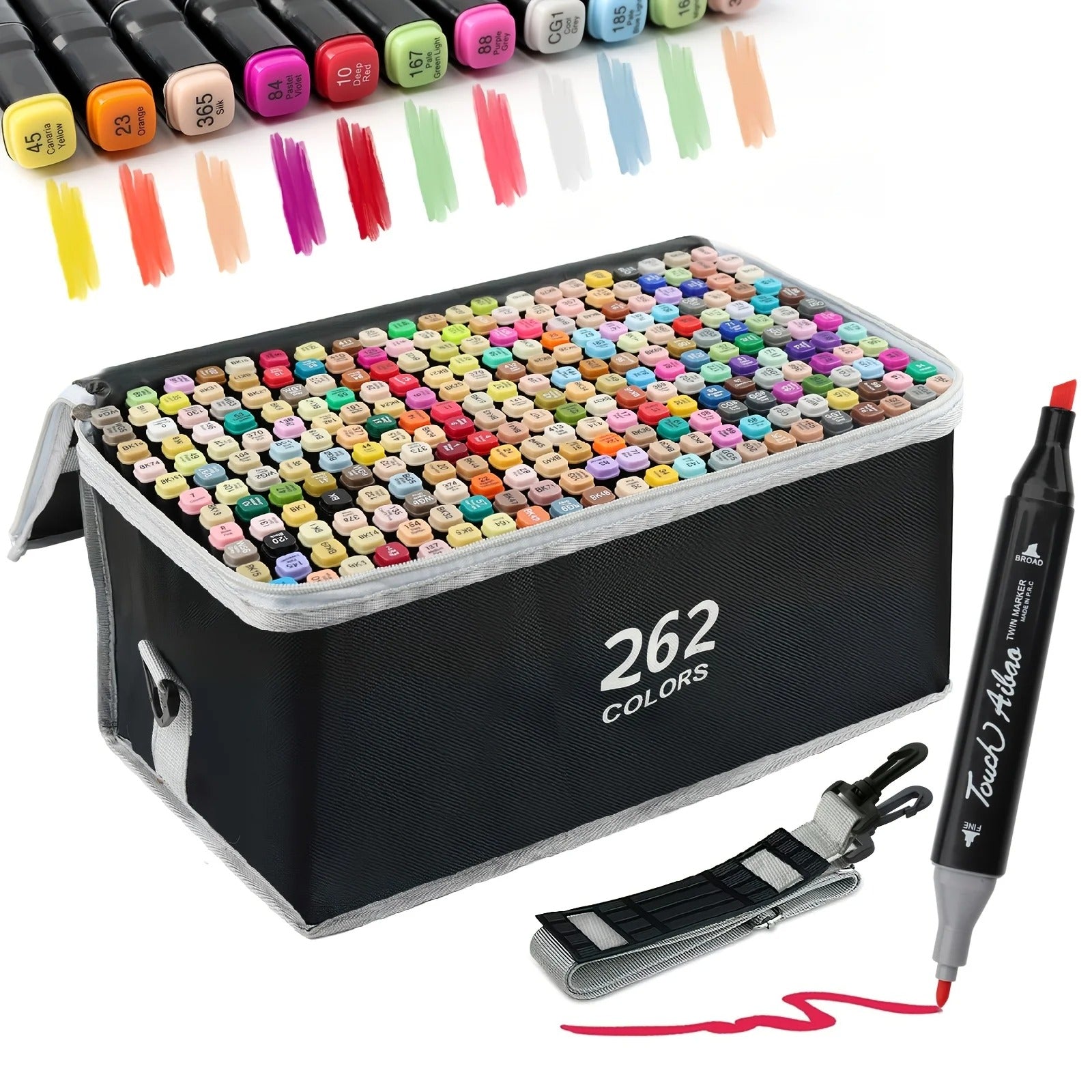 262 Couleur double-tip Marqueur Set Quick-Dry Marqueurs de croquis pour la peinture de dessin professionnel