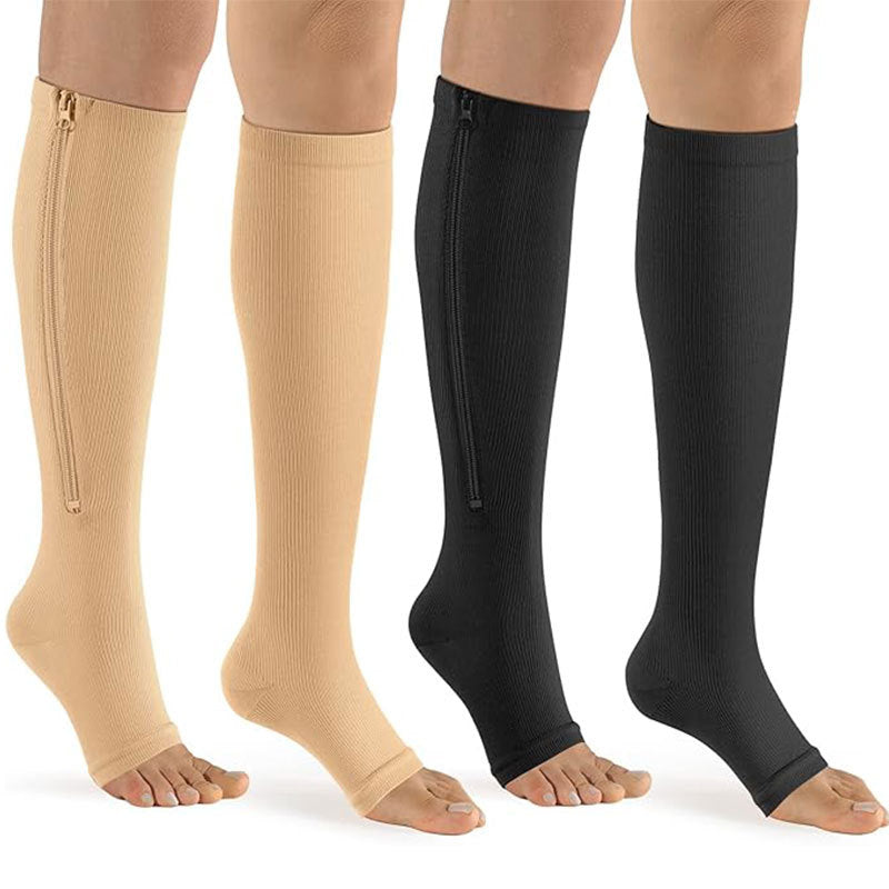 Chaussettes à compression zippées Chaussettes à orteil ouvert