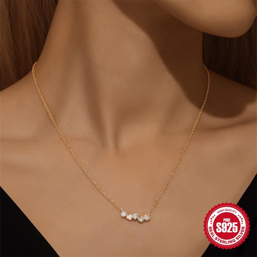 S925 Collier et boucle d'oreille en argent sterling