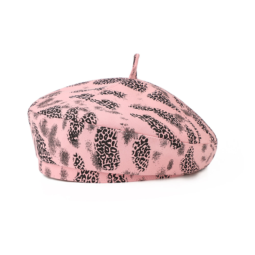 Mode Retro Gradient Leopard Imprimé Chapeau avec un Beret Top. Style de fille de style coréen