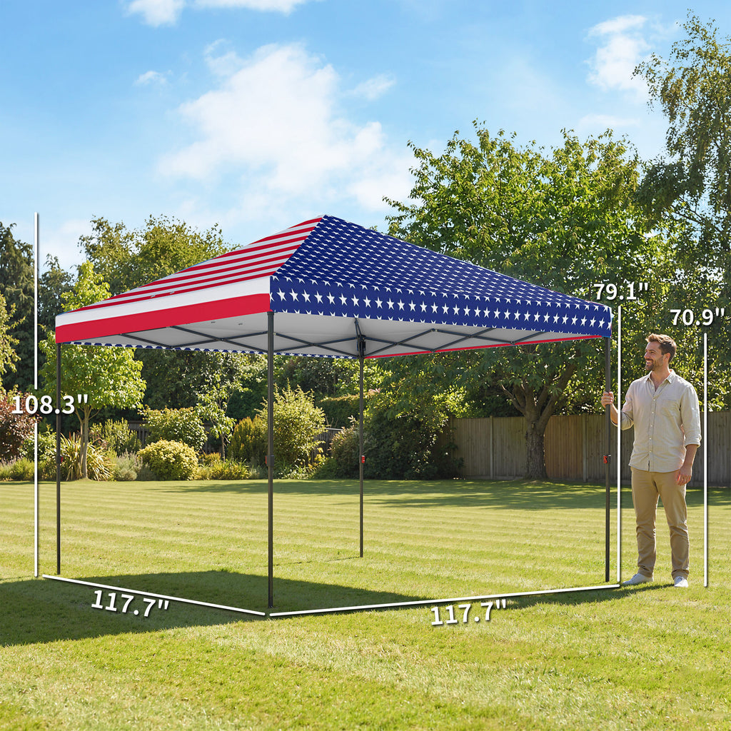 10 x 10 pieds Pop Up Canopy Tent avec une configuration de poussoir