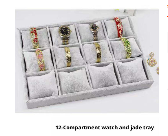 Montre en velours de glace plaque-gris-12 grilles-1 pièce