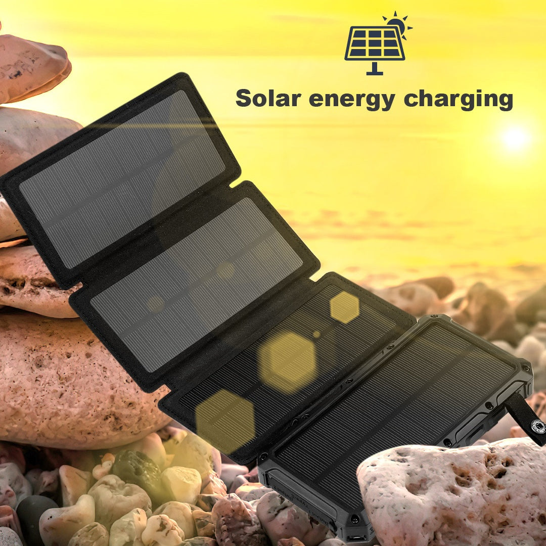 20 000mAh Banque d'énergie pliable à énergie solaire avec recharge sans fil
