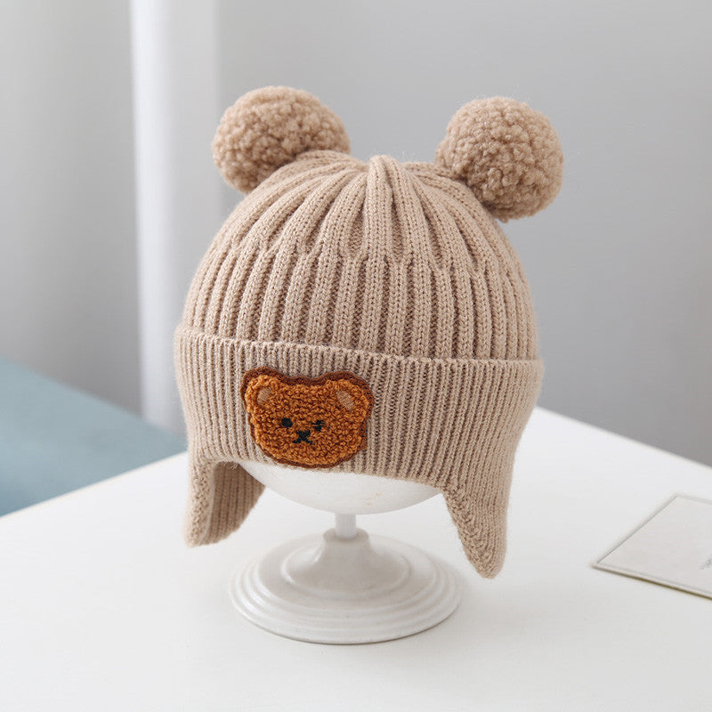 Chapeau de bébé Chaud Arflaps Cap Cute Bear Cap en laine tricotée bébé